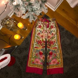 Zara Floral Silk Pants (small)